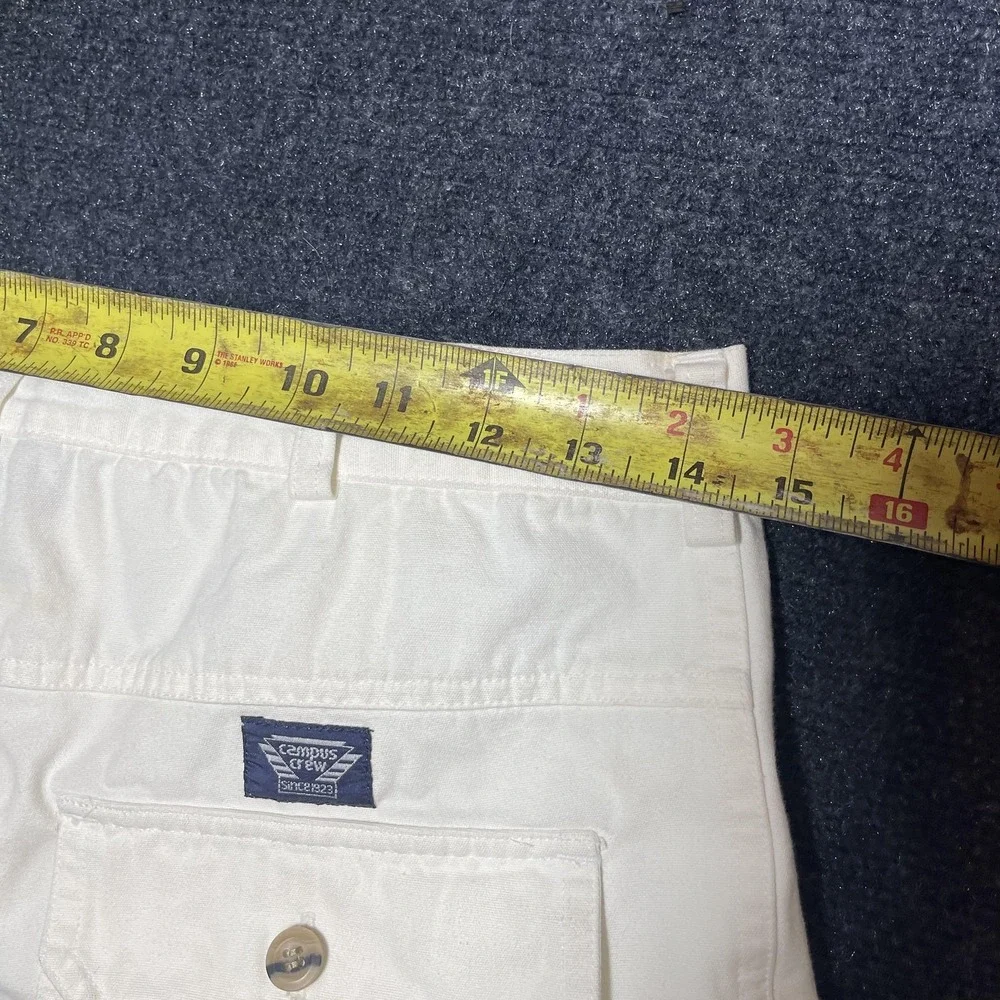 Vintage Campus Crew Cargo Shorts Mens 30 White Cotton Utility Pockets Summer